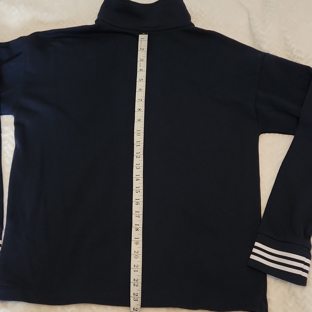 Nautica Women's Navy Half-Zip Sweater with Striped Trim - Picture 7 of 7